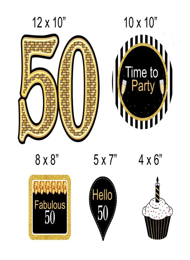 ثيم ماي بارتي زينة عيد ميلاد مخصصة لحفلتي الخمسين | زينة عيد ميلاد الخمسين | عبوة من 6 قطع - Image 3